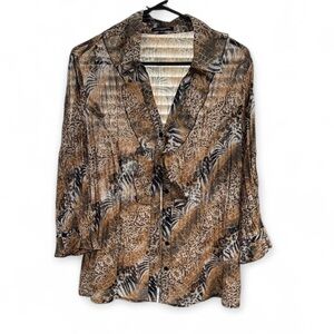Notations Animal Print Blouse in Brown and Black
